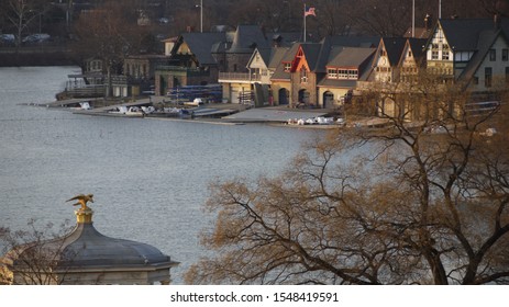 Philadelphia Boathouse Row On River