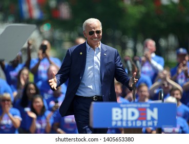 PHILADELPHIA - MAY 18, 2019: Former vice-president Joe Biden formally launches his 2020 presidential campaign during a rally May 18, 2019, at Eakins Oval in Philadelphia.