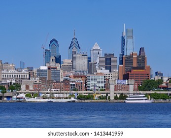 PHILADELPHIA - MAY 2019:  A Waterfront Park In Camden, New Jersey, Offers A View Of The Philadelphia Skyline From Across The Delaware River.