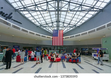 PHILADELPHIA, PA -14 APR 2019- Inside The Terminal At The Philadelphia International Airport (PHL).