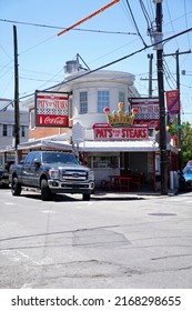 Philadelphia, PA - May 2022: The Famous Pat's King Of Steaks On A Bright And Sunny Day