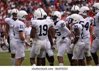 PHILADELPHIA, PA. - SEPTEMBER 17: Penn State Quarterback Matthew McGloin Calls A Play In The Huddle In A Game Against Temple On September 17, 2011 At Lincoln Financial Field In Philadelphia, PA.