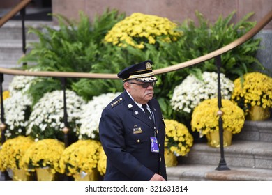 PHILADELPHIA, PA - SEPTEMBER 26 2015: Pope Francis Celebrated Mass At The Cathedral Basilica Of Peter & Paul In Downtown Philadelphia. Philadelphia Police Chief Charles Ramsey.