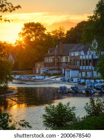 Philadelphia, PA USA  - 6-2-2021 Boat House Row At Sunset