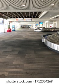 Philadelphia, PA / USA - April 22, 2020:  Deserted Airport Baggage Claim During COVID - 19 Pandemic