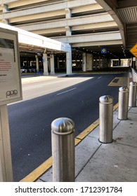 Philadelphia, PA / USA - April 22, 2020: Transportation Pick Up Zones Outside Philadelphia Airport During COVID - 19 Pandemic 