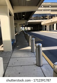 Philadelphia, PA / USA - April 22, 2020: Transportation Pick Up Zones Outside Philadelphia Airport During COVID - 19 Pandemic 