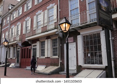 Philadelphia, Pa. USA, Feb. 19, 2020: Ben Franklin Printing Office In The Old City, Philadelphia, Pa. USA. Feb. 19, 2020 In Philadelphia, Pa. USA