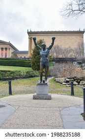 Philadelphia, PA, USA - January 14, 2017: Statue of rocky balboa in philadelphia