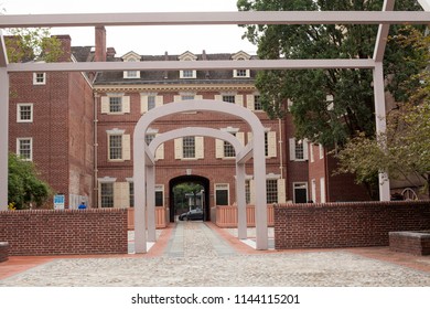 Philadelphia, Pa. USA, July 27, 2018: Ben Franklin Printing House In Colonial Philadelphia. July 27, 2018 In Philadelphia, Pa. USA