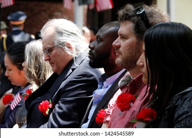 Philadelphia, PA / USA - June 14, 2019: Thirteen Immigrants Officially Become New U.S. Citizens In A Special Naturalization Ceremony On Flag Day At The Historic Betsy Ross House In Philadelphia,