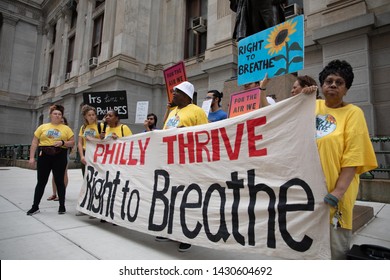 Philadelphia, PA/ USA - June 21, 2019: City Councilwoman Helen Gym Joins Philly Thrive Outside City Hall Following And Explosion And The PES Oil Refinery In South Philadelphia