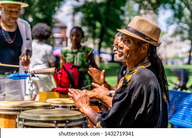 Philadelphia, PA / USA - June 22 2019: Juneteenth Parade Philadelpiha At Malcom X Park African American Independence Day