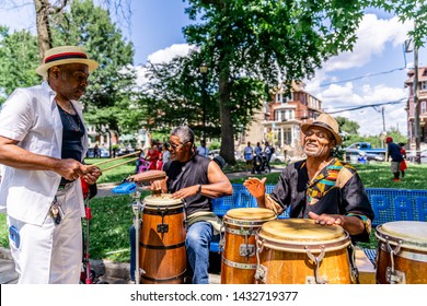 Philadelphia, PA / USA - June 22 2019: Juneteenth Parade Philadelpiha At Malcom X Park African American Independence Day