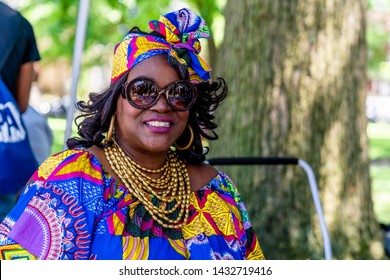 Philadelphia, PA / USA - June 22 2019: Juneteenth Parade Philadelpiha at Malcom X Park African American Independence Day