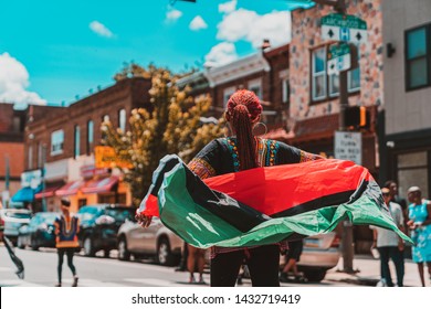 Philadelphia, PA / USA - June 22 2019: Juneteenth Parade Philadelpiha At Malcom X Park African American Independence Day