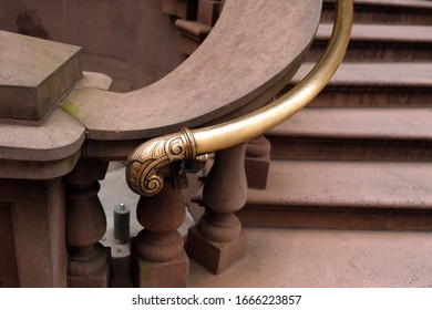 Philadelphia, Pa. USA, March 6, 2020: Hand Banister At The Union League Of Philadelphia, Pa. USA. March 6, 2020 In Philadelphia, Pa. USA