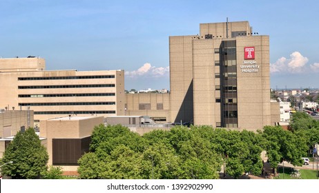 Philadelphia, PA / USA - May 7th, 2019: Temple University Hospital Rock Pavilion As Seen From Across Broad Street From Parking Garage. 