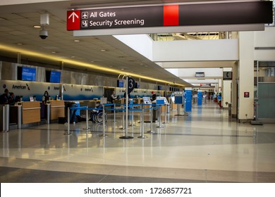 PHILADELPHIA, PA / USA - May 8 2020: Terminal area at Philadelphia International Airport (KPHL) amid the Coronavirus Stay at Home order
