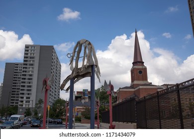 Philadelphia, Pa. USA, Sept. 2, 2018: Ben Franklin Silhouette In Philadelphia. Sept. 2, 2018 In Philadelphia, Pa. USA