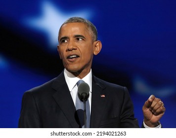 PHILADELPHIA, PENNSYLVANIA - JULY 28, 2016
President Barak Obama Addresses The Democratic National Nominating Convention Thursday Night In The Wells Fargo Sports Arena
