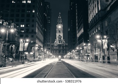 PHILADELPHIA, PENNSYLVANIA - MAR 26: City street view with urban buildings on March 26, 2015 in Philadelphia. It is the largest city in Pennsylvania and the fifth in the United States.