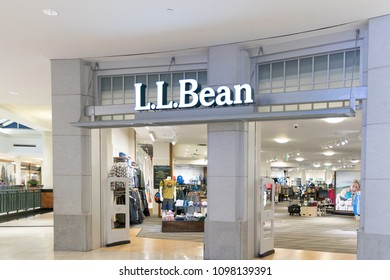 Philadelphia, Pennsylvania, May 21 2018: LL Bean Store Sign Entrance Retail Clothing 