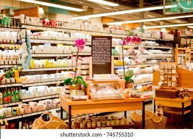 Philadelphia Pennsylvania - October, 2017: inside of Whole Foods Market. Whole Foods Market Inc. is an American supermarket chain.