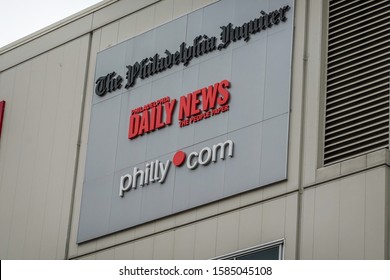 Philadelphia, Pennsylvania - October, 2019: Sign on a building for the Philadelphia Inquirer, Daily News and Philly.com