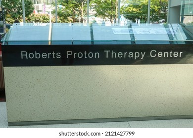 Philadelphia, Pennsylvania - September, 2021: Sign For The Roberts Proton Therapy Center Which Is Part Of Penn Medicine