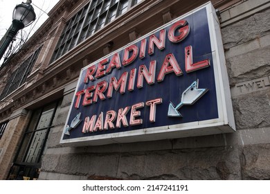 Philadelphia, Pennsylvania, USA - April 6, 2022: Sign For Reading Terminal Market