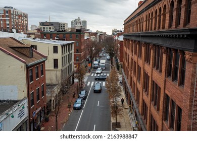 Philadelphia, Pennsylvania, USA - December 15 2021: N Third Street Philadelphia Downtown. View From Benjamin Franklin Bridge.