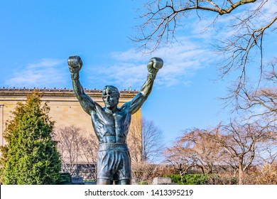 Philadelphia, Pennsylvania, USA - December, 2018 - Rocky Statue - Rocky and Creed Tour of Philadelphia