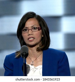 Philadelphia, Pennsylvania, USA, July 26, 2016
Ima Matul A Sex Trafficking Survivor Delivers Remarks During The Second Day Of The Democratic National Nominating Convention In The Wells Fargo Center 