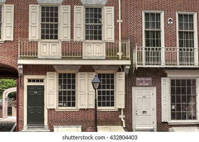 Philadelphia, Pennsylvania, USA, June 5th,2016: Ben Franklin Printing Press Shop In Colonial Philadelphia. June 5th, 2016 In Philadelphia, Pa. USA.