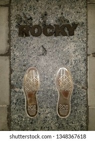 Philadelphia, Pennsylvania, U.S.A - March 24, 2019 - The Famous Rocky Balboa Steps Near Museum Of Art 