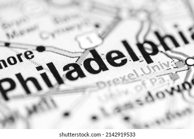 Philadelphia. Pennsylvania. USA on a geography map