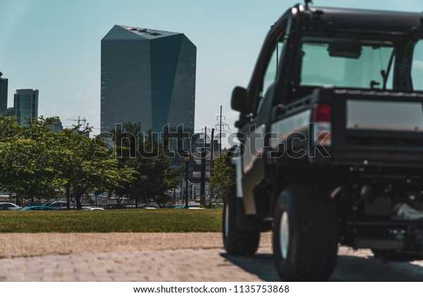 Philadelphia Skyline with Park Ranger 4x4
Maintenance Vehicle in
Foreground