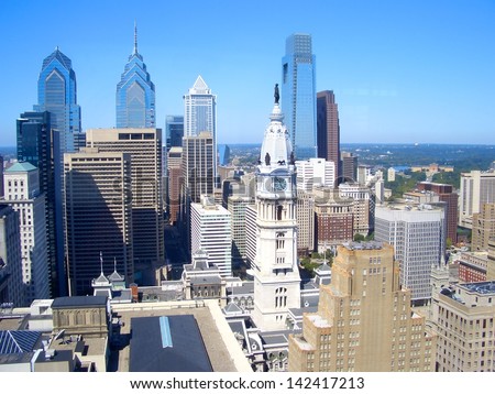 Philadelphia skyscrapers on a beautiful day