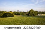 Philadelphia summer skyline, view from Fairmount Park, Pennsylvania, 2022.