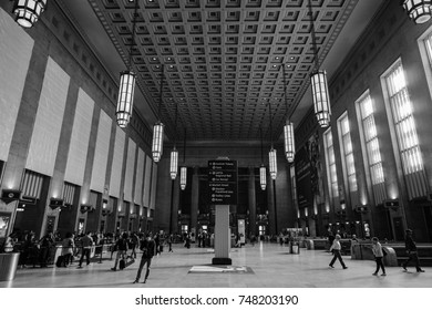 Philadelphia, USA - 2 November 2017. Interior Of The 30th Street Station Train Station