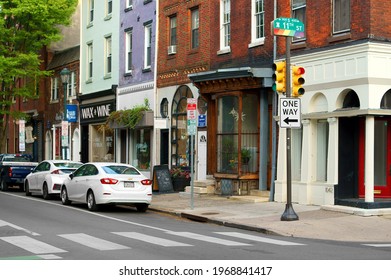 PHILADELPHIA, USA - APRIL 24, 2021: 11th St  Philadelphia, Pennsylvania. USA. Urban Landscape