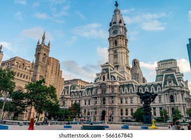 PHILADELPHIA, USA - AUGUST 1, 2016: City Hall of Philadelphia has been the world's tallest masonry building since the 1953 collapse of the pinnacle of the Mole Antonelliana in Turin. 