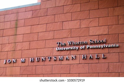 Philadelphia, USA - Dec 23 2005: The Entrance At The Wharton School Of University Of Pennsylvania, Which Is A Top Notch Business School In The World.