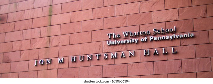 Philadelphia, USA - Dec 23 2005: The Entrance At The Wharton School Of University Of Pennsylvania, Which Is A Top Notch Business School In The World.