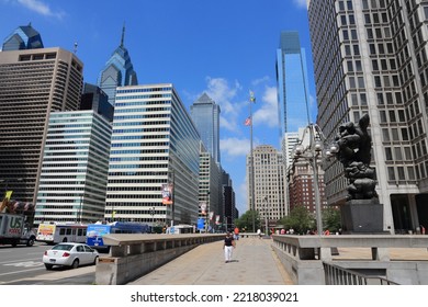 PHILADELPHIA, USA - JUNE 11, 2013: People Walk In Downtown Philadelphia. As Of 2012 Philadelphia Is The 5th Most Populous City In The US With 1,547,607 Citizens.