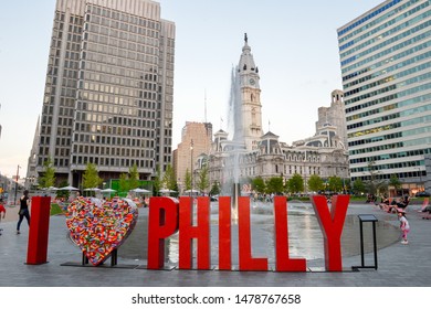 Philadelphia,Pennsylvania,July 23 2019, I Love Philly Sign In The Middle Of Downtown. 