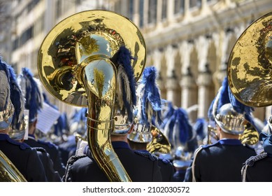 Philharmonic Bands In Corfu Roads At Easter Litany