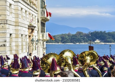 Philharmonic Bands In Corfu Roads At Easter Litany