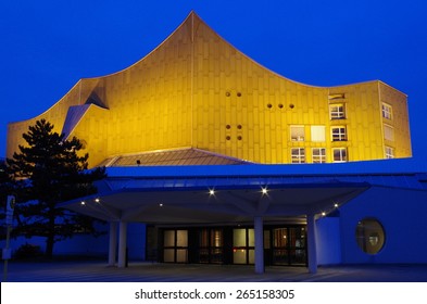 Philharmonic Hall In Berlin At Blue Hour